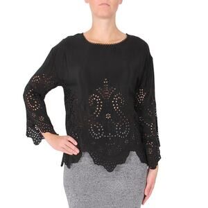 Ulla Johnson Althea Blouse in Black - Size: 0